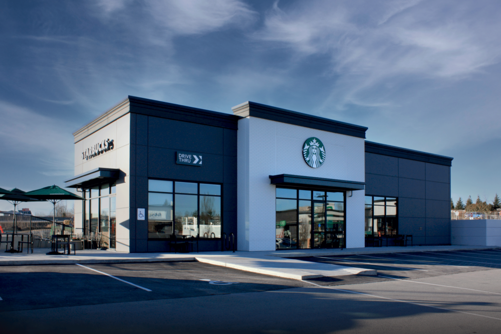 A Starbucks location built with prefab concrete panels